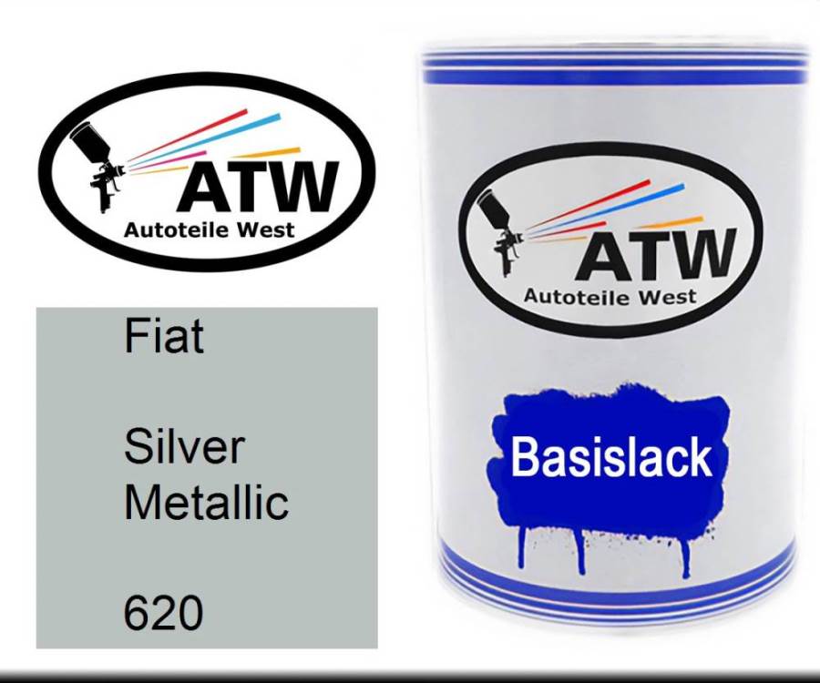 Fiat, Silver Metallic, 620: 500ml Lackdose, von ATW Autoteile West.